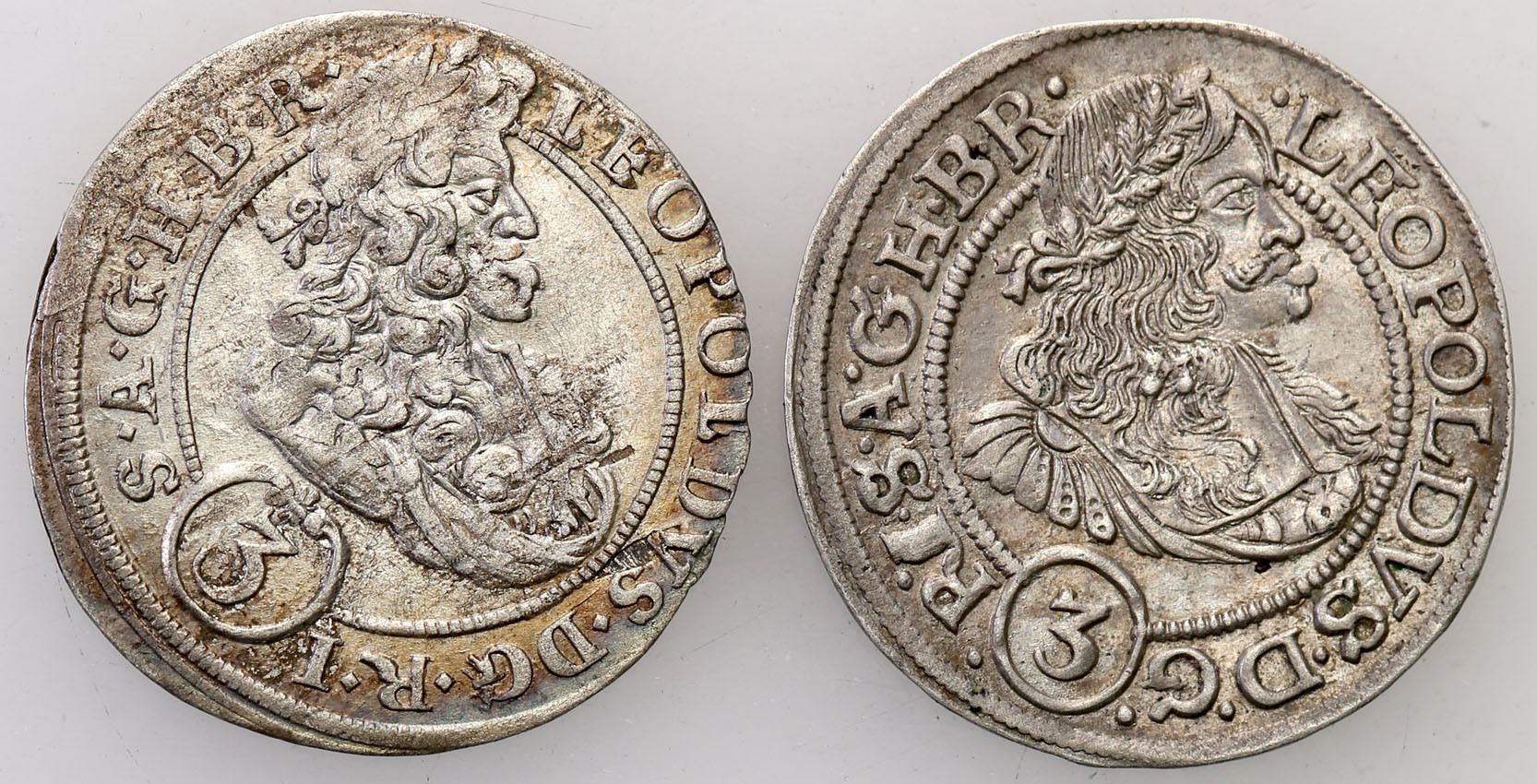 Austria. Leopold I (1657-1705) 3 krajcary 1670, Wrocław i 3 krajcary 1699 GE, Praga